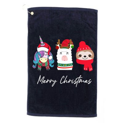 Merry Christmas Unicorn Llama Sloth Funny Wo Girl Gifts Golf Towel