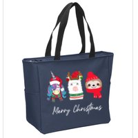 Merry Christmas Unicorn Llama Sloth Funny Wo Girl Gifts Zip Tote Bag
