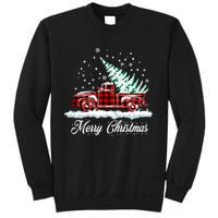 Merry Christmas Vintage Plaid Snow Truck Tree Pickup Sweatshirt