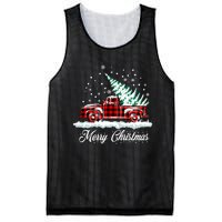 Merry Christmas Vintage Plaid Snow Truck Tree Pickup Mesh Reversible Basketball Jersey Tank