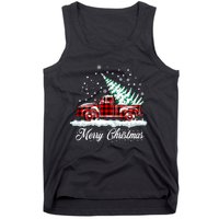 Merry Christmas Vintage Plaid Snow Truck Tree Pickup Tank Top