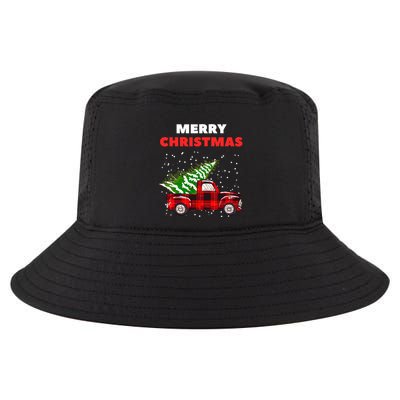 Merry Christmas Vintage Red Truck With Tree Family Matching Cool Comfort Performance Bucket Hat