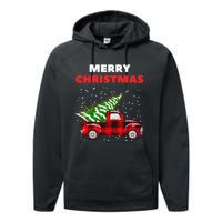 Merry Christmas Vintage Red Truck With Tree Family Matching Performance Fleece Hoodie