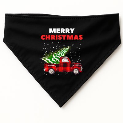 Merry Christmas Vintage Red Truck With Tree Family Matching USA-Made Doggie Bandana