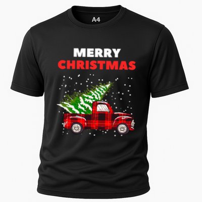 Merry Christmas Vintage Red Truck With Tree Family Matching Performance Shirt