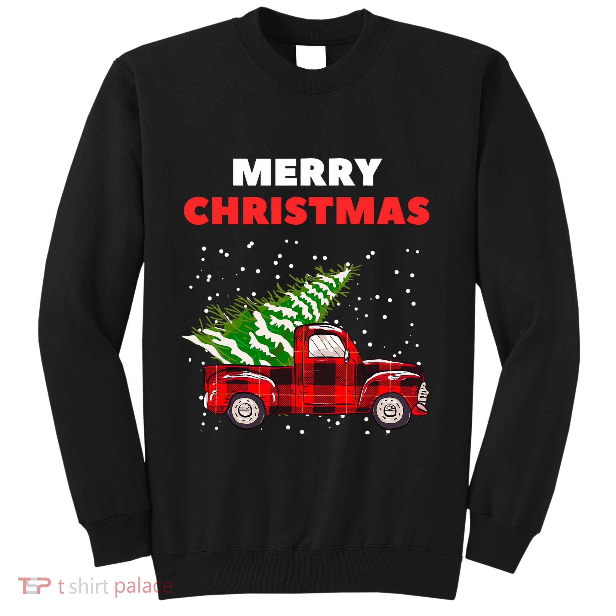 Merry Christmas Vintage Red Truck With Tree Family Matching Sweatshirt