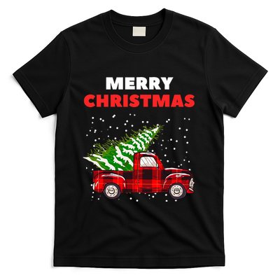 Merry Christmas Vintage Red Truck With Tree Family Matching T-Shirt