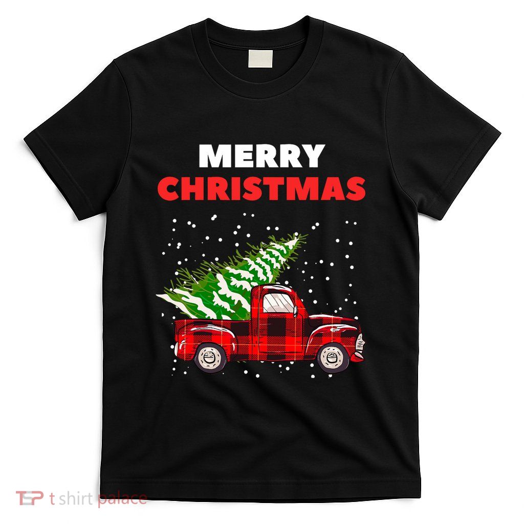 Merry Christmas Vintage Red Truck With Tree Family Matching T-Shirt
