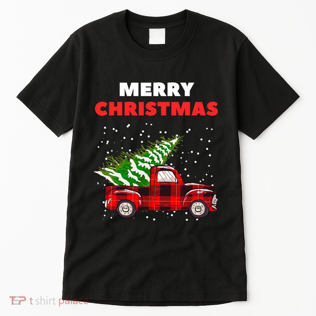 Merry Christmas Vintage Red Truck With Tree Family Matching Tall T-Shirt