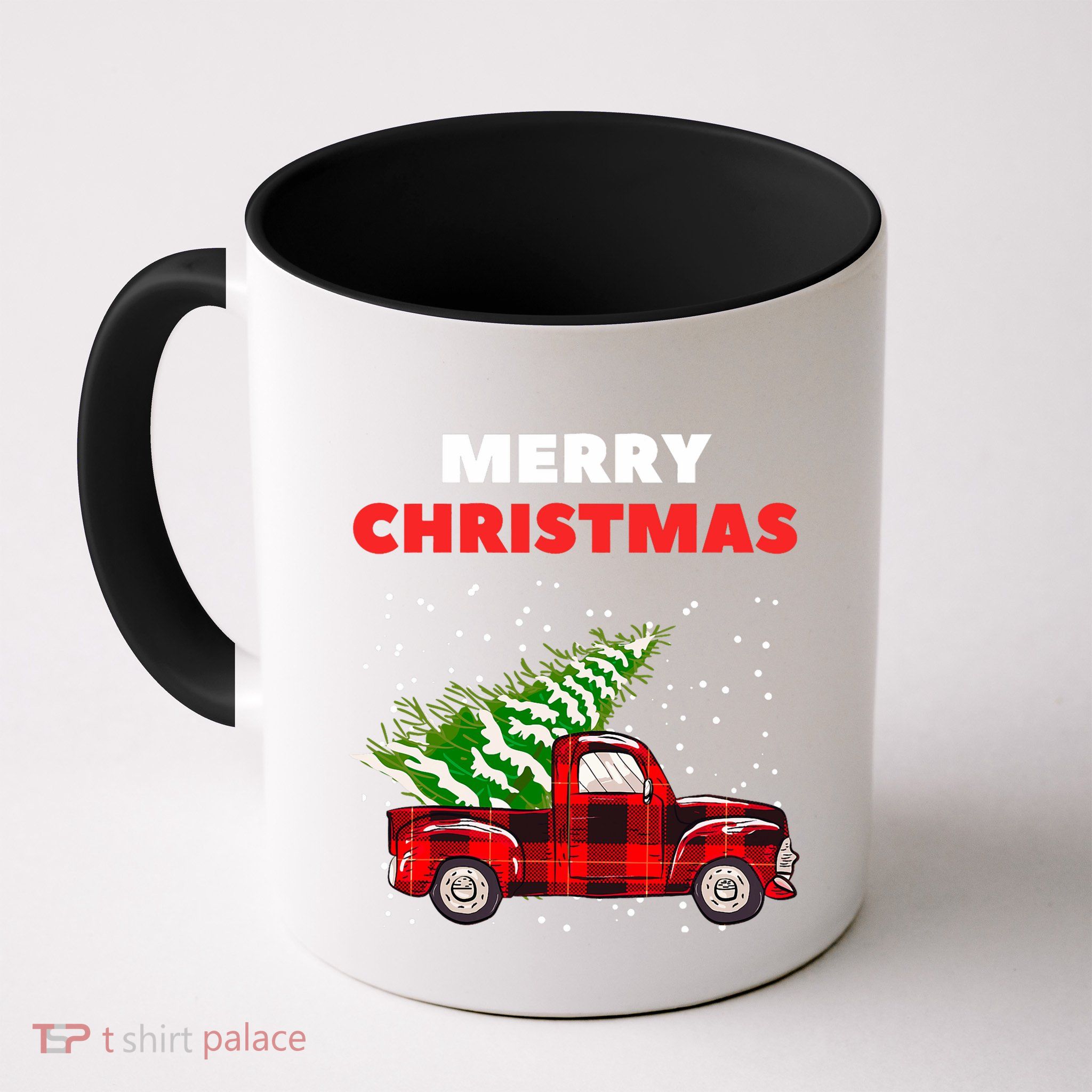Merry Christmas Vintage Red Truck With Tree Family Matching Mug