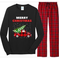 Merry Christmas Vintage Red Truck With Tree Family Matching Long Sleeve Pajama Set