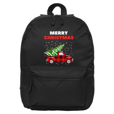 Merry Christmas Vintage Red Truck With Tree Family Matching 16 in Basic Backpack