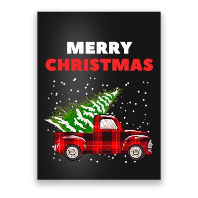 Merry Christmas Vintage Red Truck With Tree Family Matching Poster
