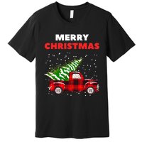 Merry Christmas Vintage Red Truck With Tree Family Matching Premium T-Shirt