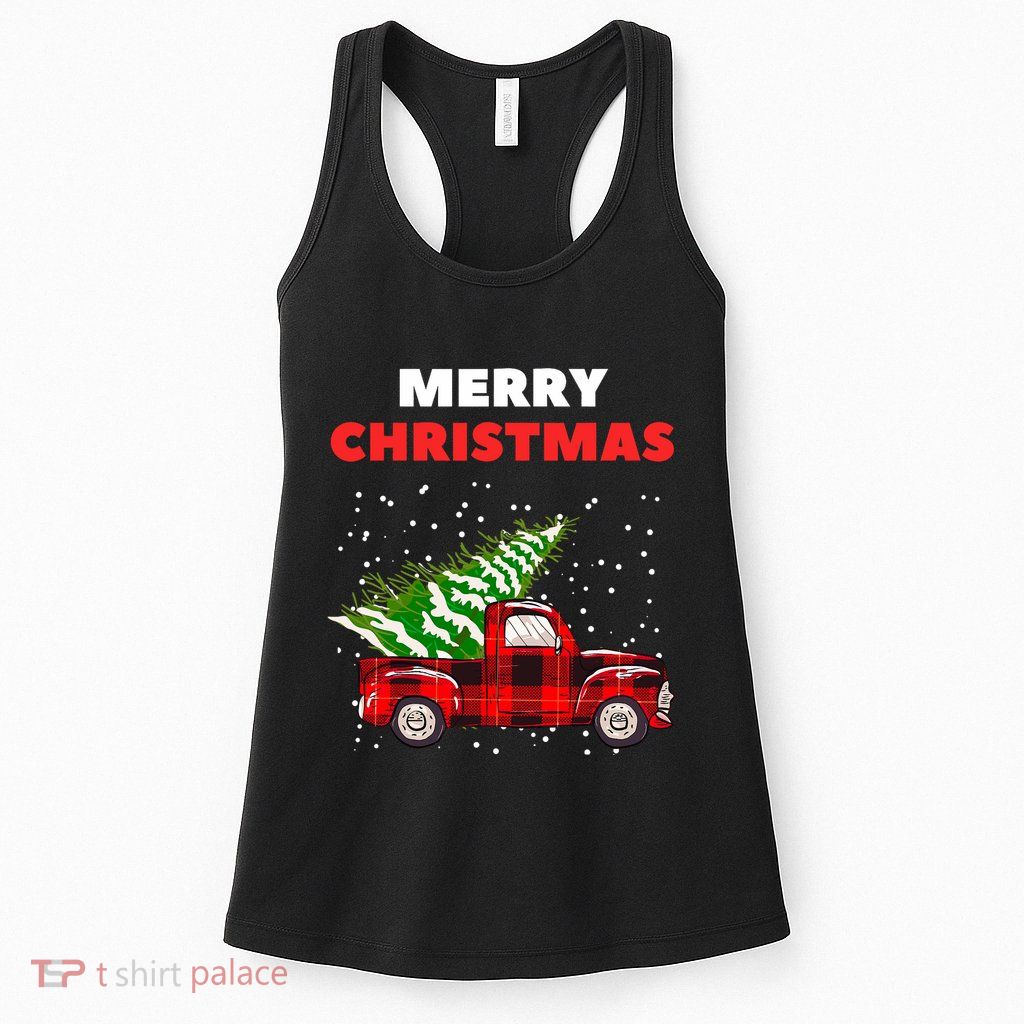 Merry Christmas Vintage Red Truck With Tree Family Matching Womens Tank Top