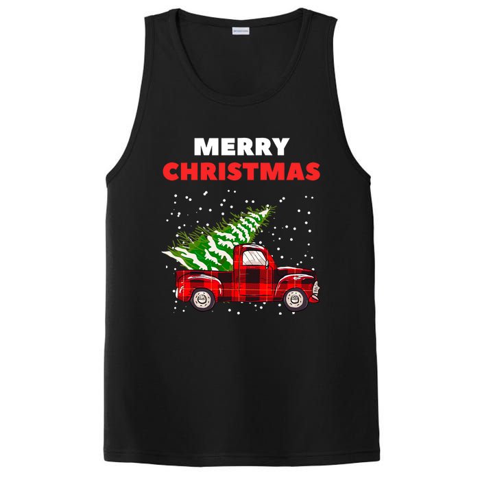 Merry Christmas Vintage Red Truck With Tree Family Matching PosiCharge Competitor Tank