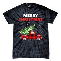 Merry Christmas Vintage Red Truck With Tree Family Matching Tie-Dye T-Shirt