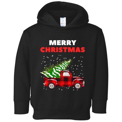 Merry Christmas Vintage Red Truck With Tree Family Matching Toddler Hoodie