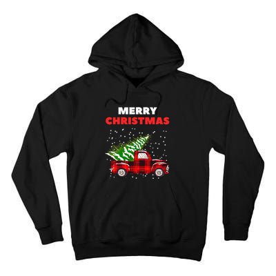 Merry Christmas Vintage Red Truck With Tree Family Matching Tall Hoodie