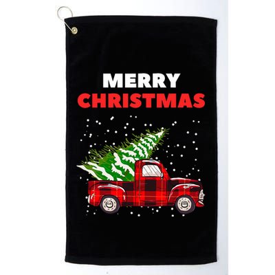 Merry Christmas Vintage Red Truck With Tree Family Matching Golf Towel