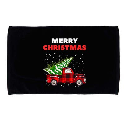 Merry Christmas Vintage Red Truck With Tree Family Matching Microfiber Hand Towel