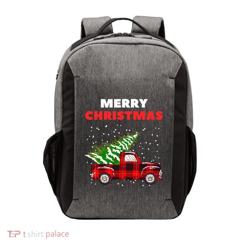Merry Christmas Vintage Red Truck With Tree Family Matching Vector Backpack