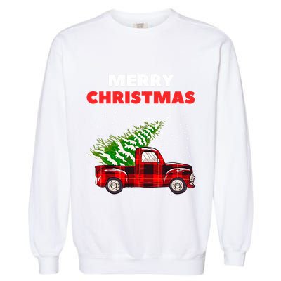 Merry Christmas Vintage Red Truck With Tree Family Matching Garment-Dyed Sweatshirt