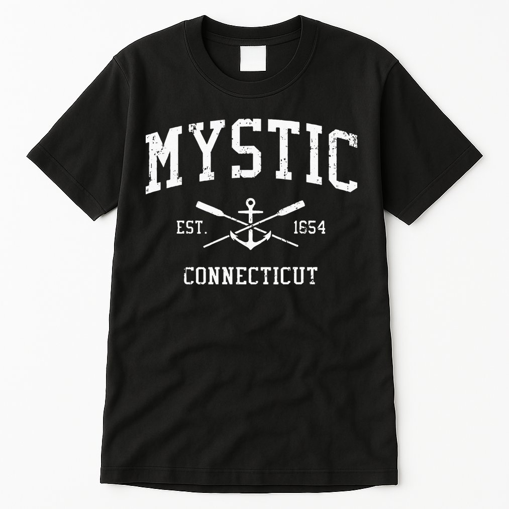 Mystic CT Vintage Crossed Oars & Boat Anchor Sports Swea Tall T-Shirt