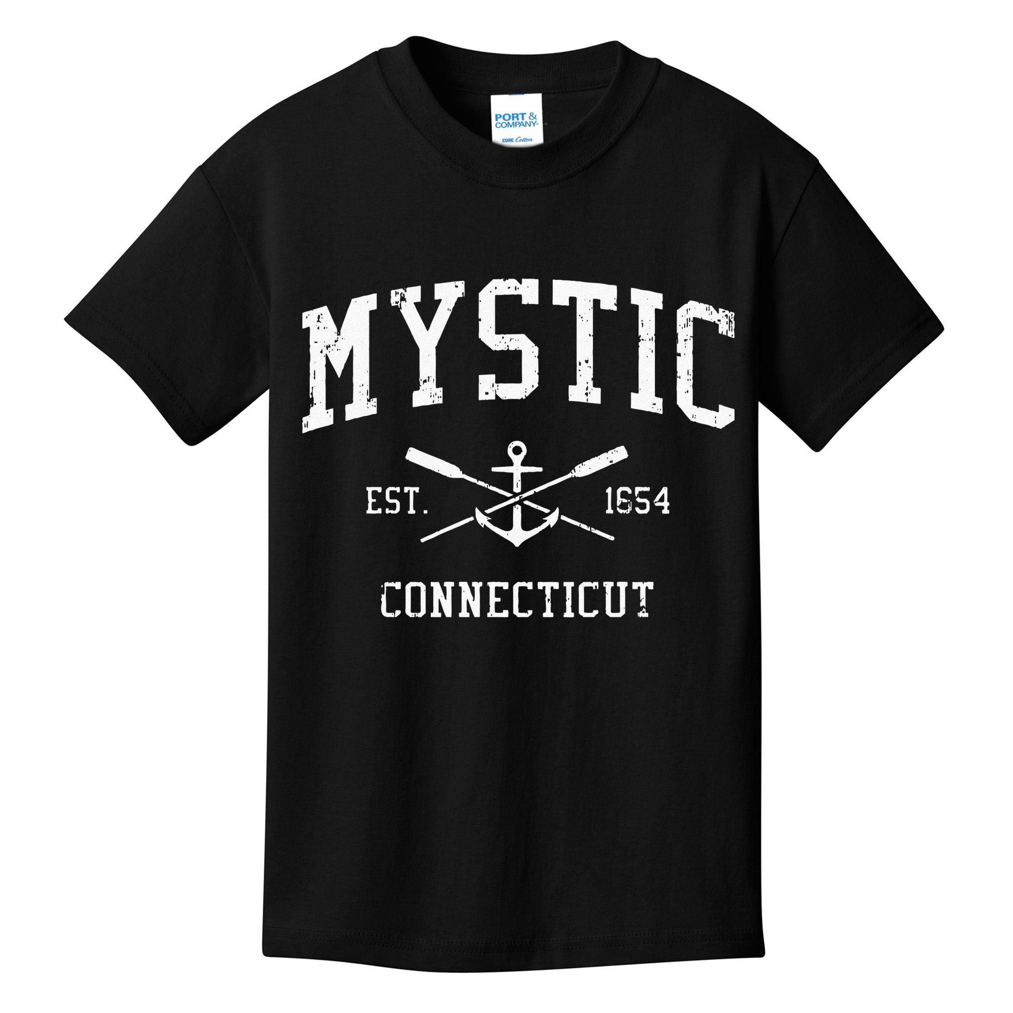 Mystic CT Vintage Crossed Oars & Boat Anchor Sports Swea Kids T-Shirt
