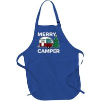 Merry Campers Vintage Campers Christmas Tree Camping Gift Full-Length Apron With Pockets