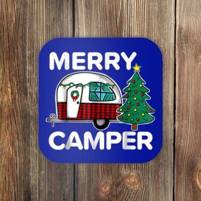 Merry Campers Vintage Campers Christmas Tree Camping Gift Coaster