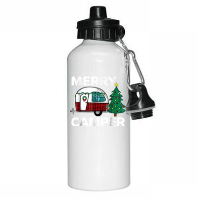 Merry Campers Vintage Campers Christmas Tree Camping Gift Aluminum Water Bottle