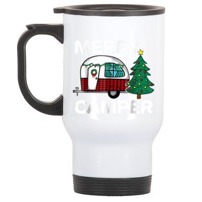 Merry Campers Vintage Campers Christmas Tree Camping Gift Stainless Steel Travel Mug