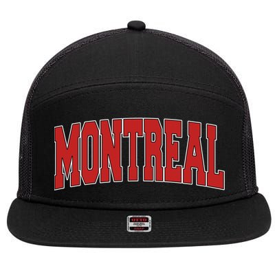 Montreal Canada Varsity Style Vintage Retro Canadian Sports Gift 7 Panel Mesh Trucker Snapback Hat