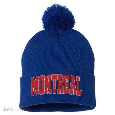 Montreal Canada Varsity Style Vintage Retro Canadian Sports Gift Pom Pom 12in Knit Beanie