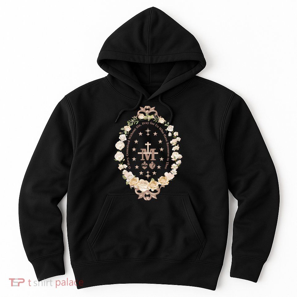 Marian Catholic Virgin Mary Catholic Gifts For Women Marian Cross Hoodie