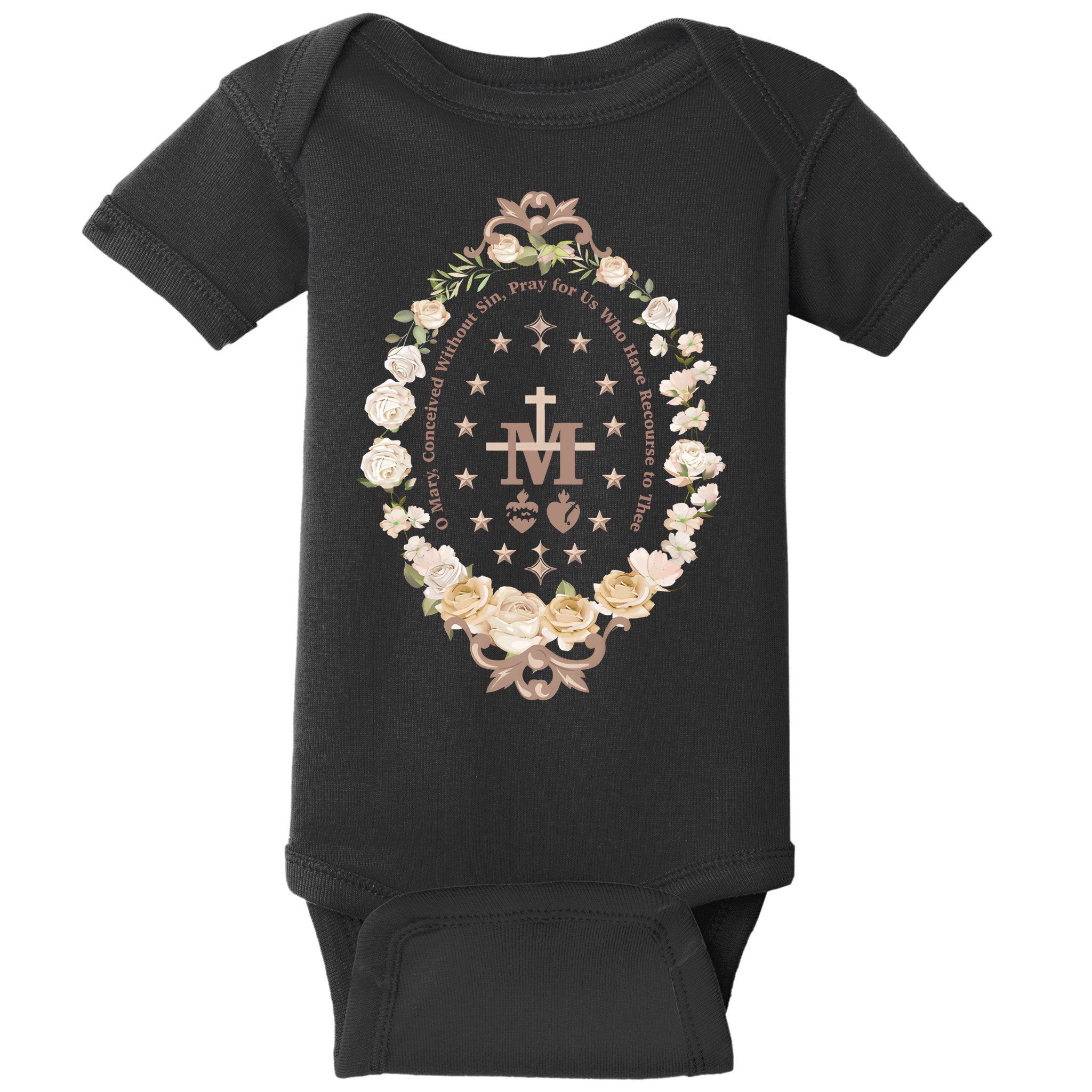 Marian Catholic Virgin Mary Catholic Gifts For Women Marian Cross Baby Bodysuit