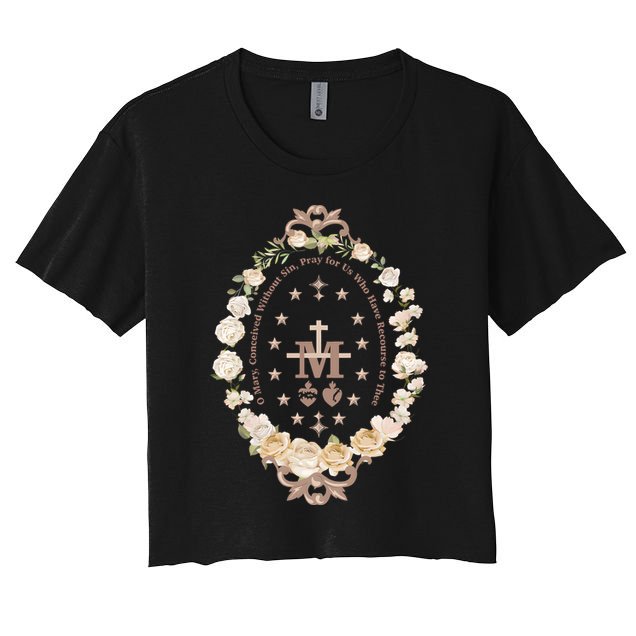 Marian Catholic Virgin Mary Catholic Gifts For Women Marian Cross Crop Top