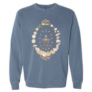 Marian Catholic Virgin Mary Catholic Gifts For Women Marian Cross Garment-Dyed Sweatshirt