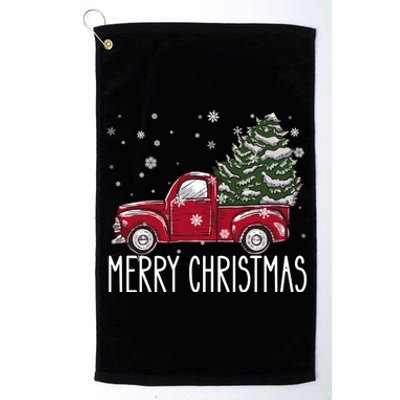 Merry Christmas Vintage Pickup Truck Tree Dachshund Platinum Collection Golf Towel