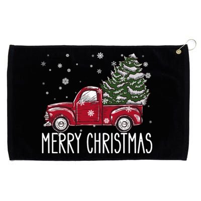 Merry Christmas Vintage Pickup Truck Tree Dachshund Grommeted Golf Towel