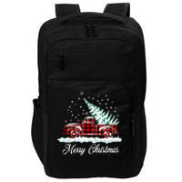 Merry Christmas Vintage Plaid Snow Truck Tree Pickup Impact Tech Backpack