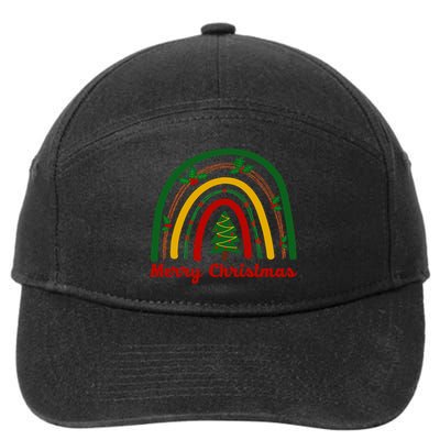 Merry Christmas Vintage Rainbow Festive 7-Panel Snapback Hat