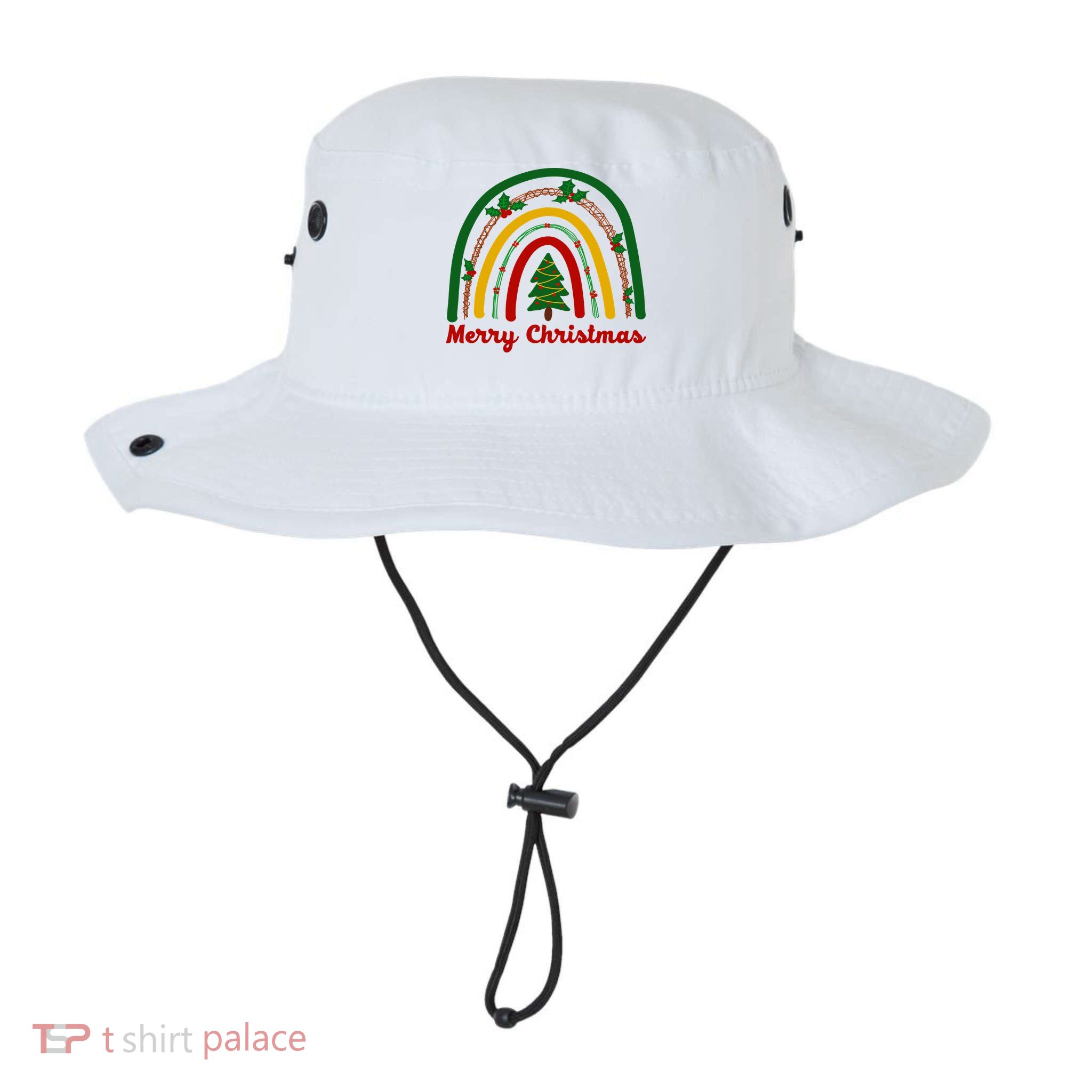 Merry Christmas Vintage Rainbow Festive Bucket Hat