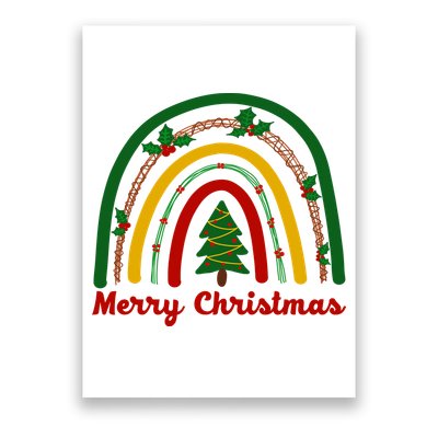 Merry Christmas Vintage Rainbow Festive Poster