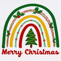 Merry Christmas Vintage Rainbow Festive Cropped Pullover Crew
