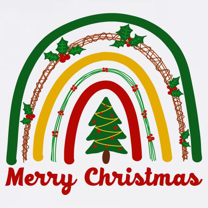 Merry Christmas Vintage Rainbow Festive Cropped Pullover Crew
