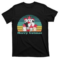 Merry Catmas Vintage Funny Cat Christmas Tree Xmas Girls Boy T-Shirt