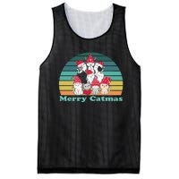 Merry Catmas Vintage Funny Cat Christmas Tree Xmas Girls Boy Mesh Reversible Basketball Jersey Tank