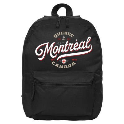 Montreal Canada Vintage Quebec French Canadian Gift Travel 16 in Basic Backpack
